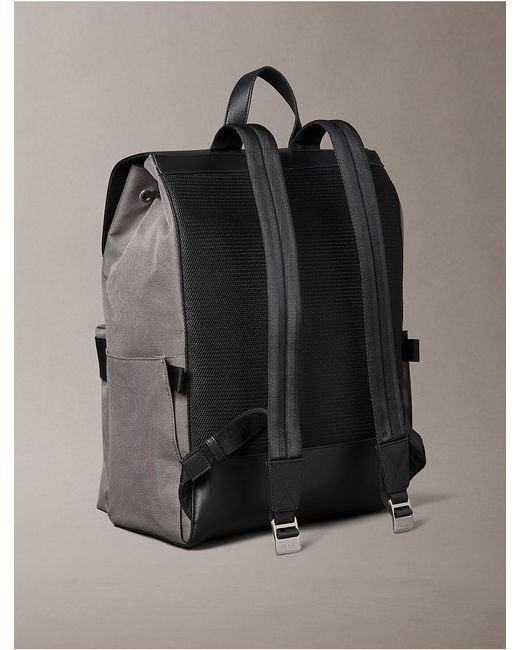 Calvin Klein Gray Structured Flap Backpack for men