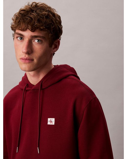 Sweat À Capuche En Tissu Éponge De Coton Avec Insigne Calvin Klein pour homme en coloris Red