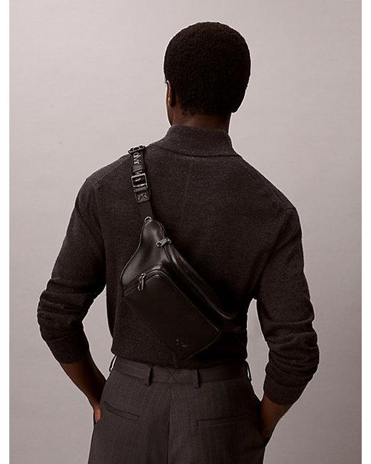 Calvin Klein Gray Pebbled Logo Strap Bum Bag for men