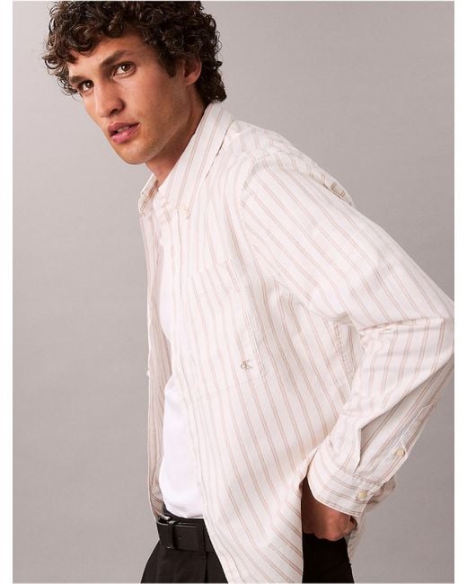 Calvin Klein Multicolor Stripe Oxford Classic Button-Down Shirt for men