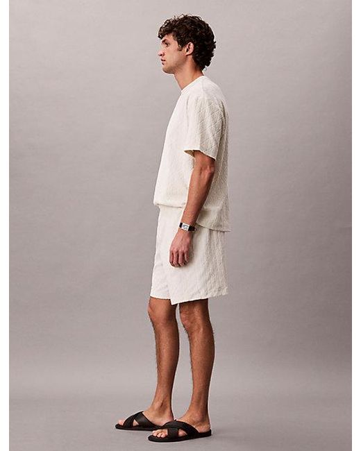 Calvin Klein Natural Jeans Emblem Logo Towelling Shorts for men