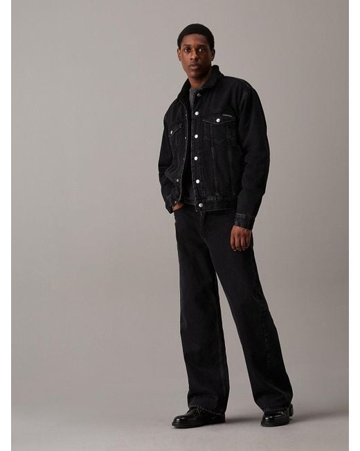 Veste En Jean Et Sherpa Calvin Klein pour homme en coloris Black