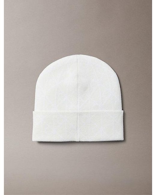 Calvin Klein White Emblem Logo Beanie for men