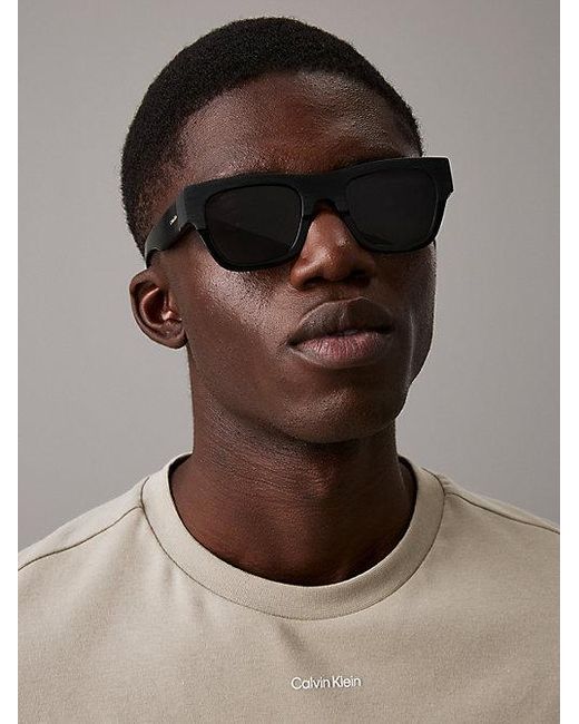 Calvin Klein Black Modified Rectangle Sunglasses for men