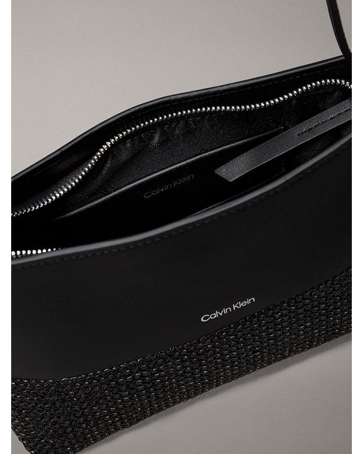 Sac Bandoulière Modulable En Raphia Calvin Klein en coloris Black