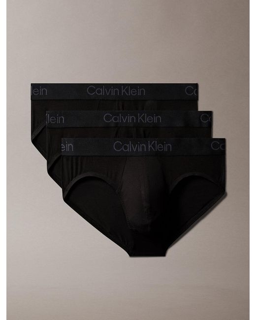 Calvin Klein Black 3 Pack Hip Briefs for men