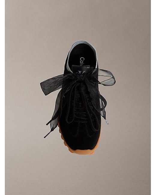 Calvin Klein Brown Suede Organza Runner Trainers