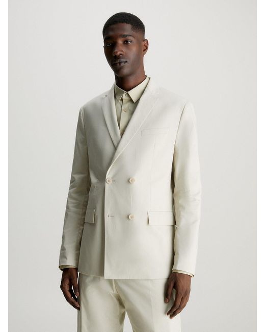 Men's white double breasted blazer cheap