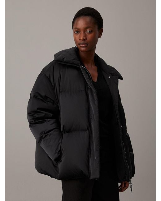 Calvin Klein Black Oversized Padded Satin Down Jacket