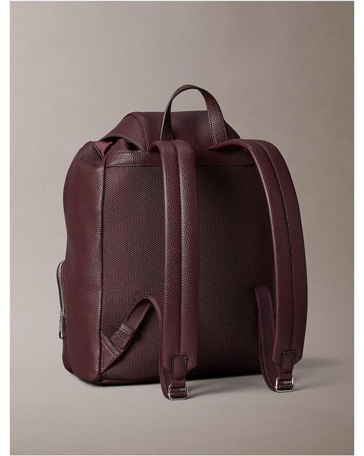 Calvin Klein Purple Logo Strap Flap Backpack