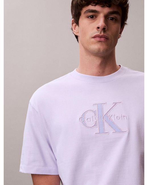 Calvin Klein Purple Relaxed Logo Appliqué T-Shirt for men