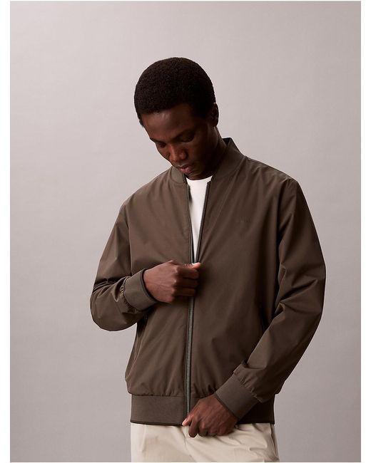 Calvin Klein Brown Tipped Matte Bomber Jacket for men