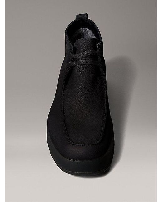 Calvin Klein Black Leather Warm Hybrid Cupsole Chukka Boots for men