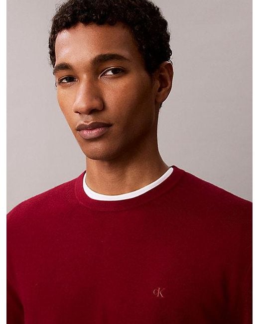 Calvin Klein Red Merino Wool Classic Jumper for men