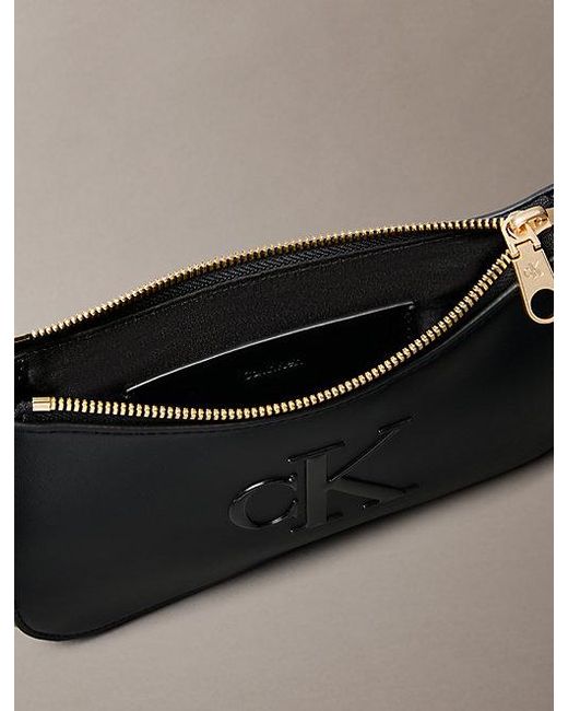 Calvin Klein Gray Embossed Monogram Mini Shoulder Bag