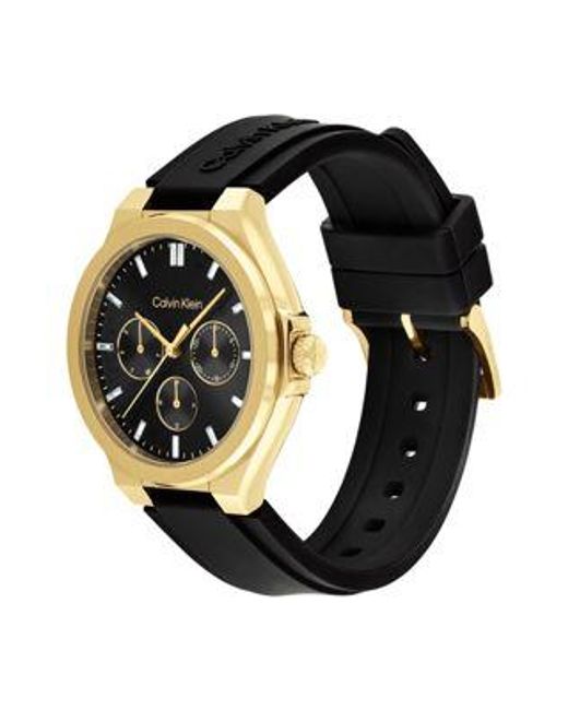Reloj multifunción de acero bañado en oro Calvin Klein de color Black