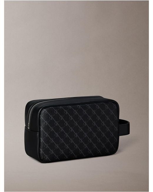 Calvin Klein Gray Textured Monogram Dopp Kit for men