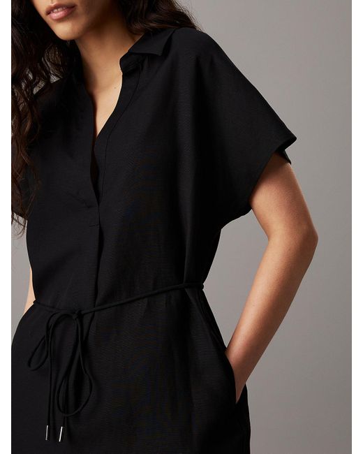 Calvin Klein Black Linen Blend Mini Dress