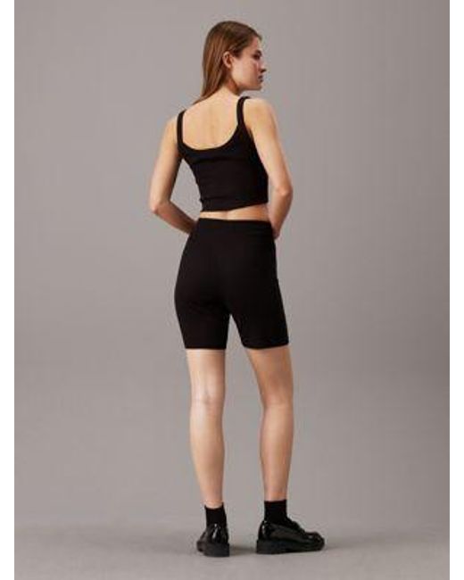 Shorts slim de canalé de algodón Calvin Klein de color Black