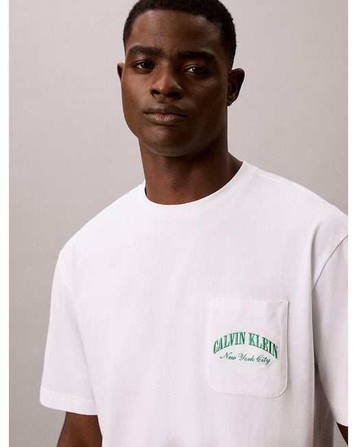 Calvin Klein Blue Cotton Crest Logo Lounge T-Shirt for men