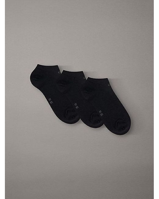 Calvin Klein Black 3 Pack Soft Cotton Stretch Ankle Socks