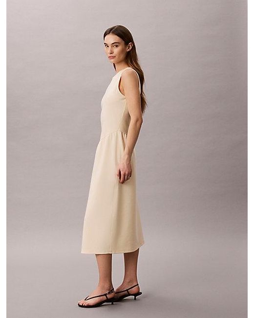 Calvin Klein Natural Fit And Flare Sleeveless Midi Dress
