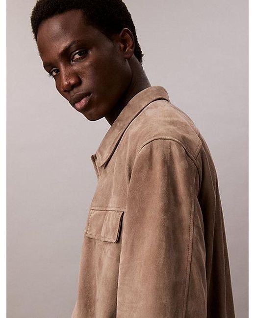 Calvin Klein Brown Suede Shirt Jacket for men