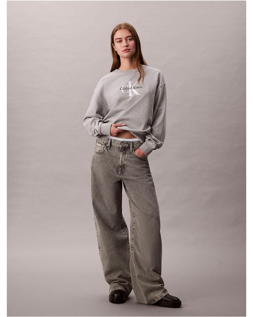 Calvin Klein Gray Relaxed Monogram Sweatshirt