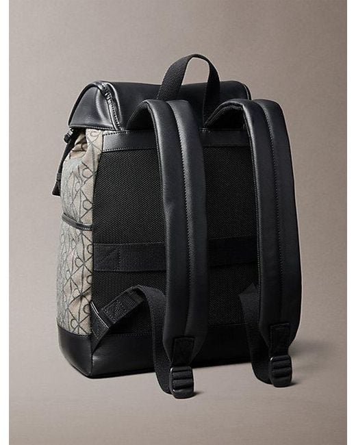 Calvin Klein Gray Water Repellent Logo Jacquard Backpack for men