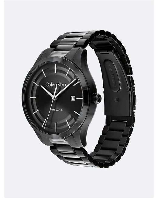 Calvin Klein Black Automatic H-Link Bracelet Watch for men