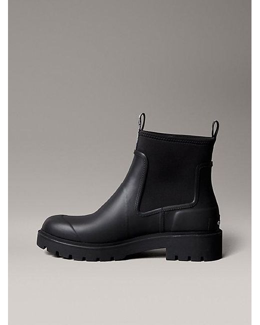Calvin Klein Black Jeans Heeled Lug Sole Chelsea Rain Boots for men