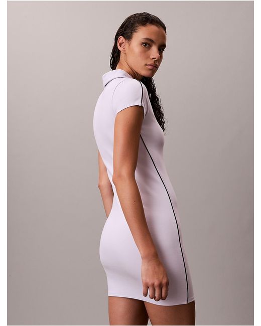 Calvin Klein Calvin Klein Tech Knit Polo Mini Dress in Brown | Lyst