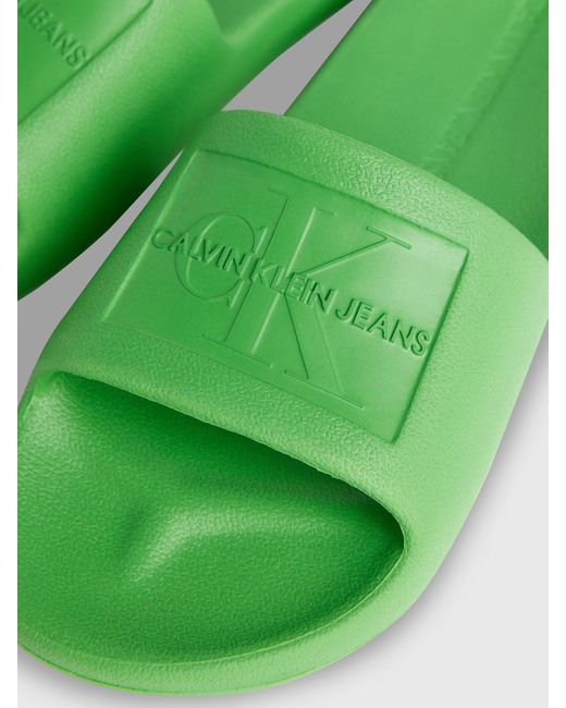 Calvin Klein Green Textured Sliders