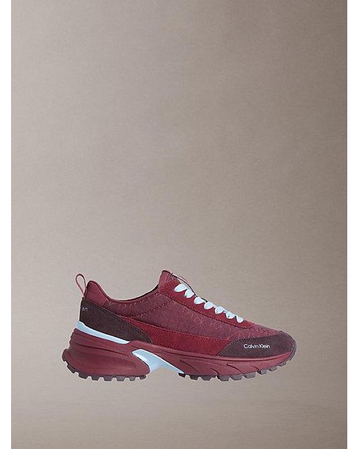 Calvin Klein Purple Jeans Suede And Emblem Logo Nylon Trainers