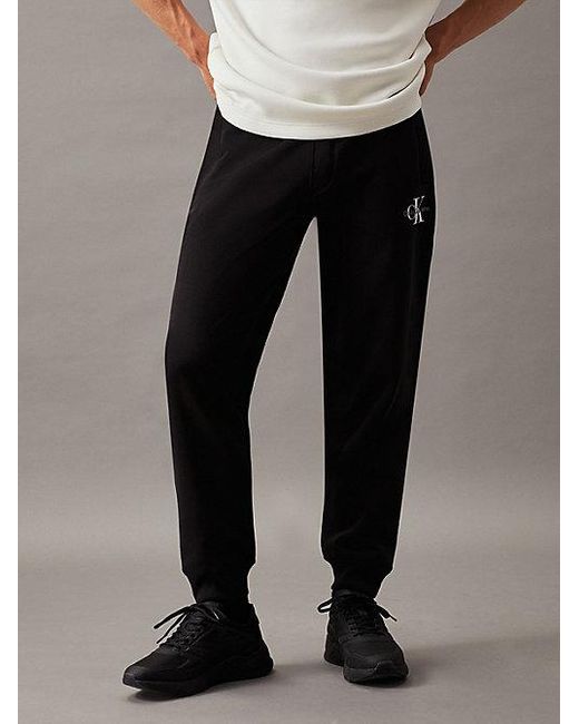 Calvin Klein Fleece joggingbroek Met Monogram in het Black voor heren