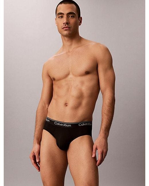 Calvin Klein Black 3 Pack Hip Briefs Microfibre Stretch for men