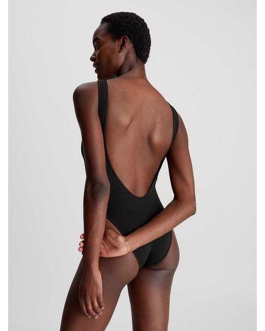 Calvin Klein Black Low Back Swimsuit - Ck Meta Essentials