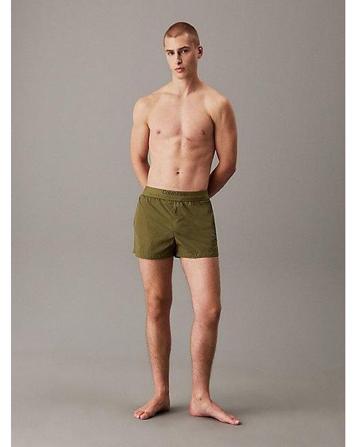 Calvin Klein Green Jeans Logo Waistband Swim Shorts Ck Soft Nylon for men