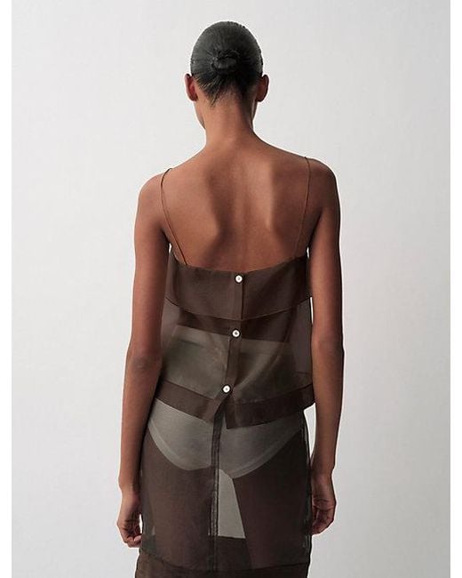 Calvin Klein Brown Carmen Sheer Tank Top