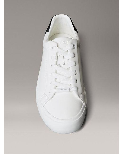 Calvin Klein Metallic Smooth Leather Embossed Logo Trainers