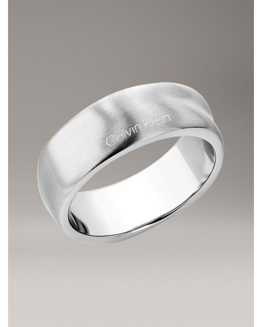 Calvin Klein Gray Wave Shape Stainless Steel Ring for men