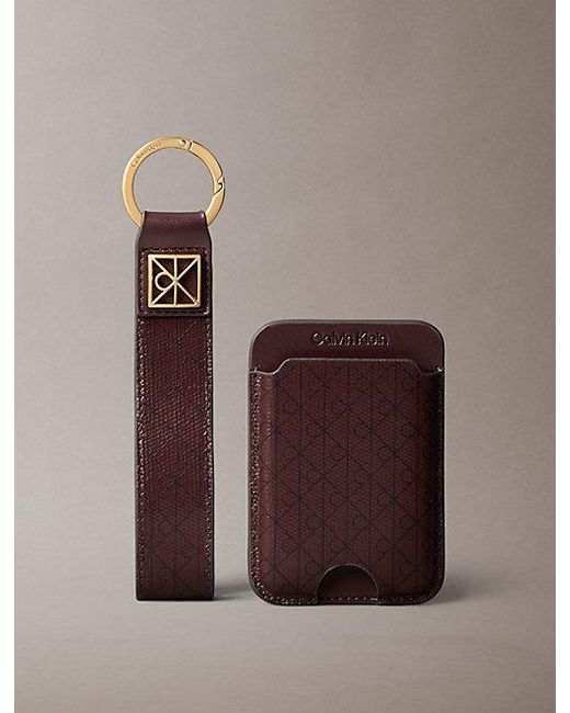 Calvin Klein Multicolor Monogram Logo Key Fob And Card Holder