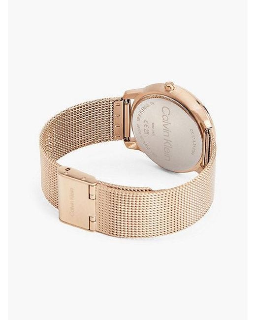 Calvin Klein Natural Monogram Logo Mesh Bracelet Watch