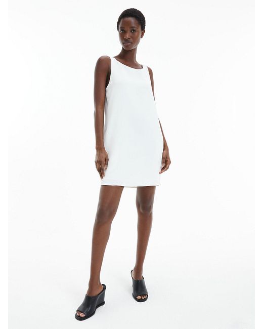 Calvin Klein Travel Crepe Mini Dress in White | Lyst UK