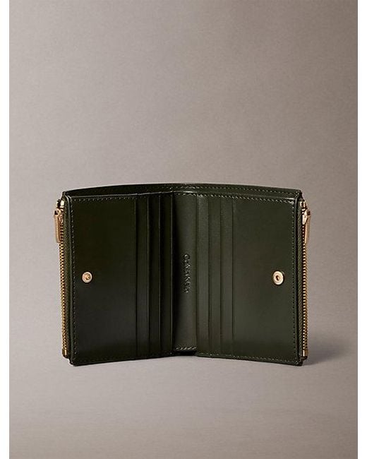 Calvin Klein Green Foil Logo Double Zip Card Holder