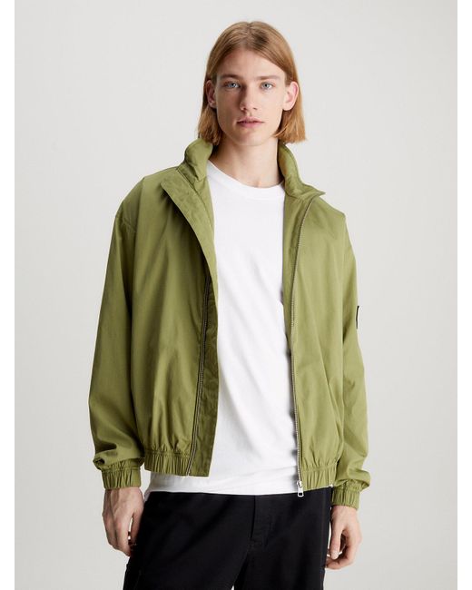 Calvin Klein Green Relaxed Cotton Zip Up Jacket for men