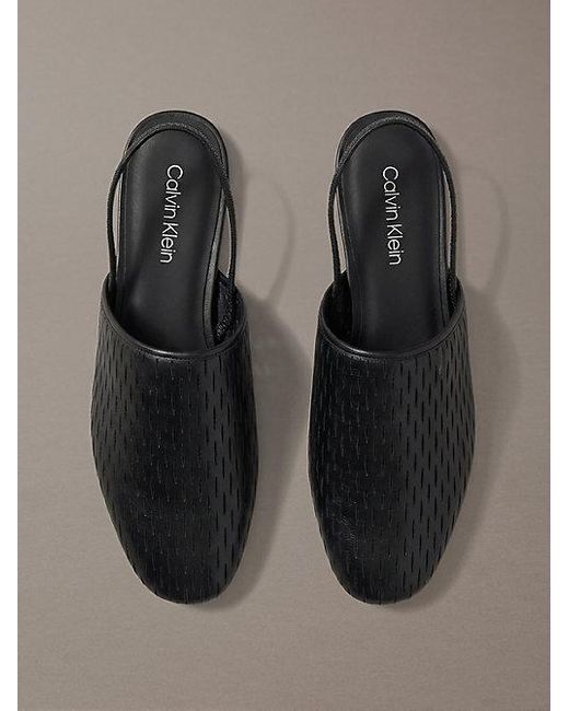 Calvin Klein Brown Leather Slingback Mules