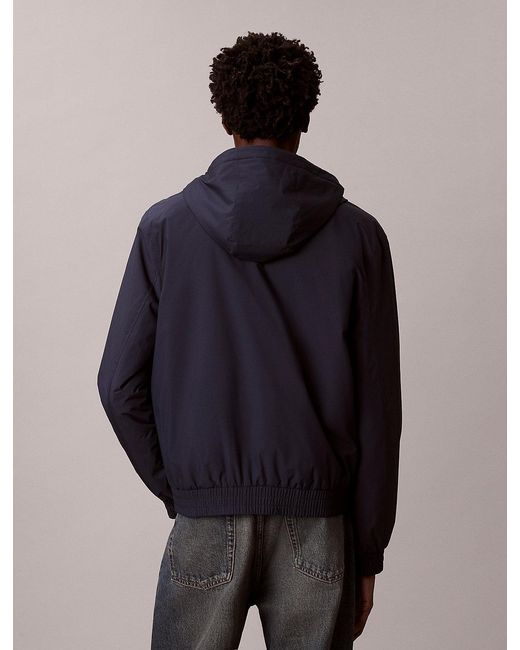 Calvin Klein Blue Hooded Ripstop Jacket for men
