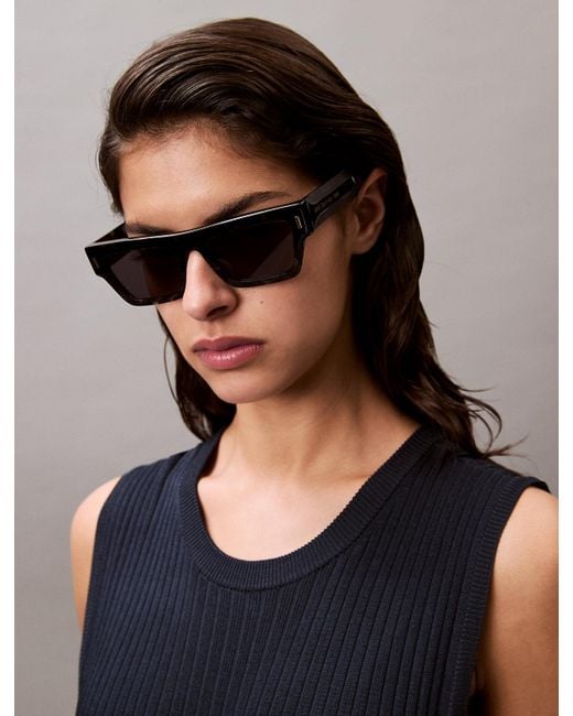 Calvin Klein Gray Modified Rectangle Sunglasses Ck25510S