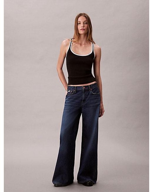 Calvin Klein Black Jeans Contrast Trim Ribbed Tank Top